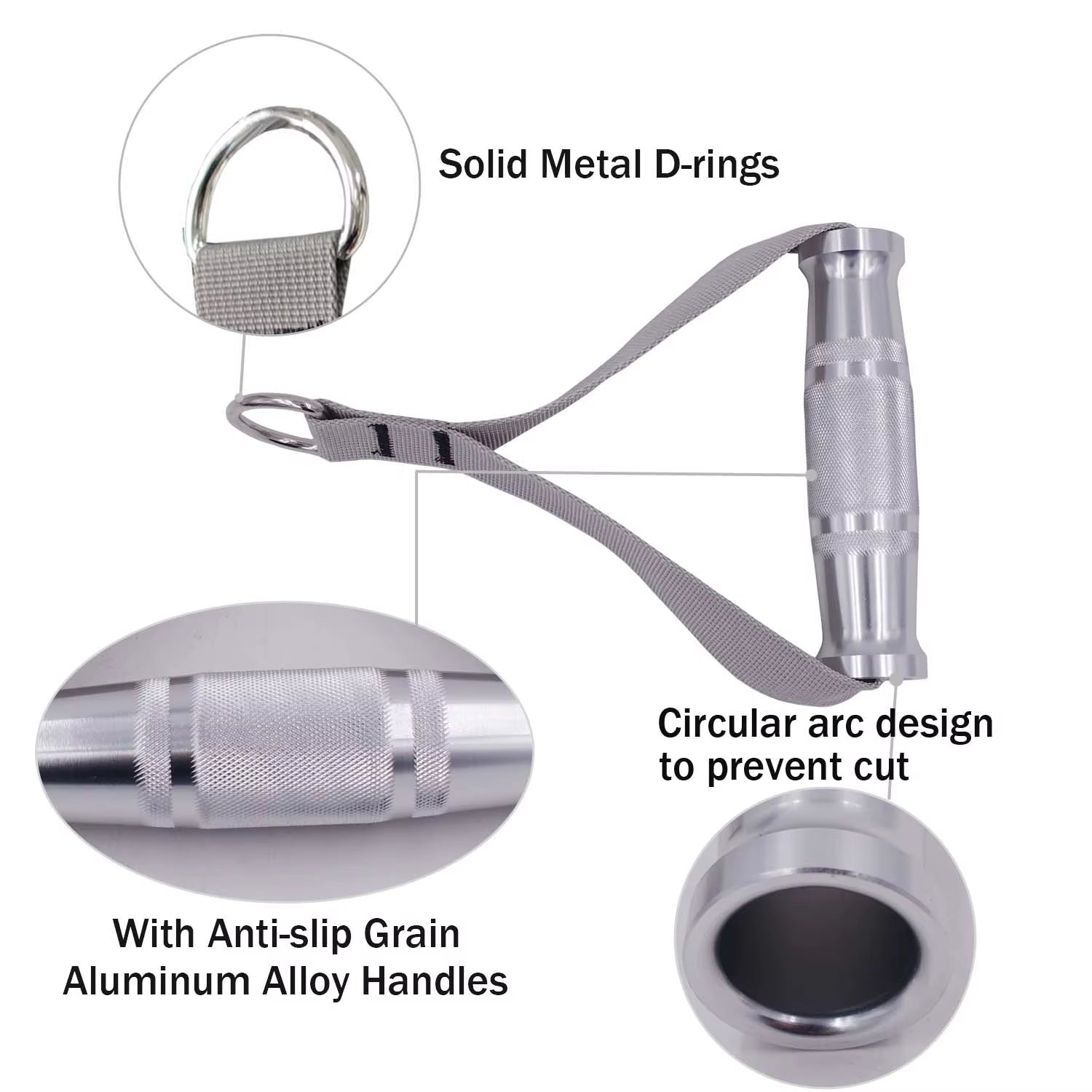 Fitness Heavy Duty Metal Gym Handles Cable Machine Attachment Resistance Band Pull down Aluminum Alloy Grip Workout Accessories